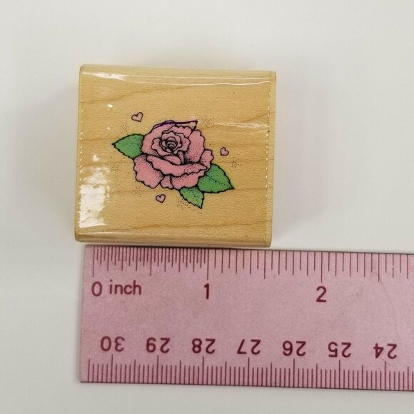 Hero Arts 1989 Vintage Rubber Stamp B-237 Rose Blossom Leaves Wood Mounted - Picture 7 of 8